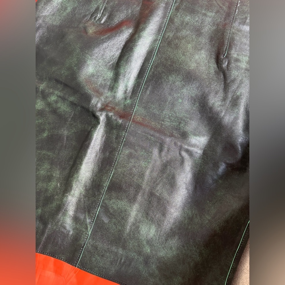 NWT DAY BIRGER ET Mikkelsen Elegant Black Leather Pencil Skirt Green Hue size S - Picture 5 of 6